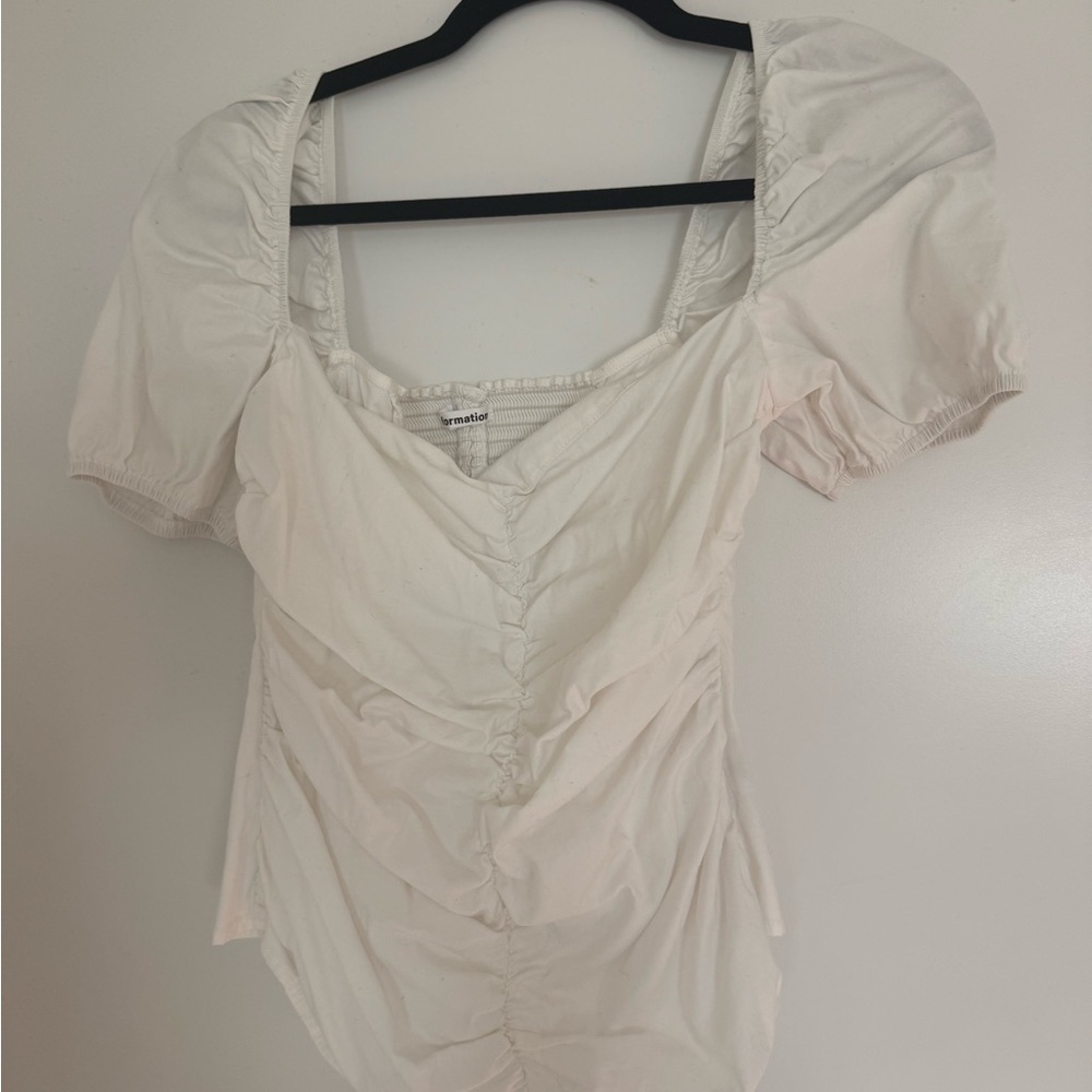 Reformation Ruched top with puff sleeve - size 8